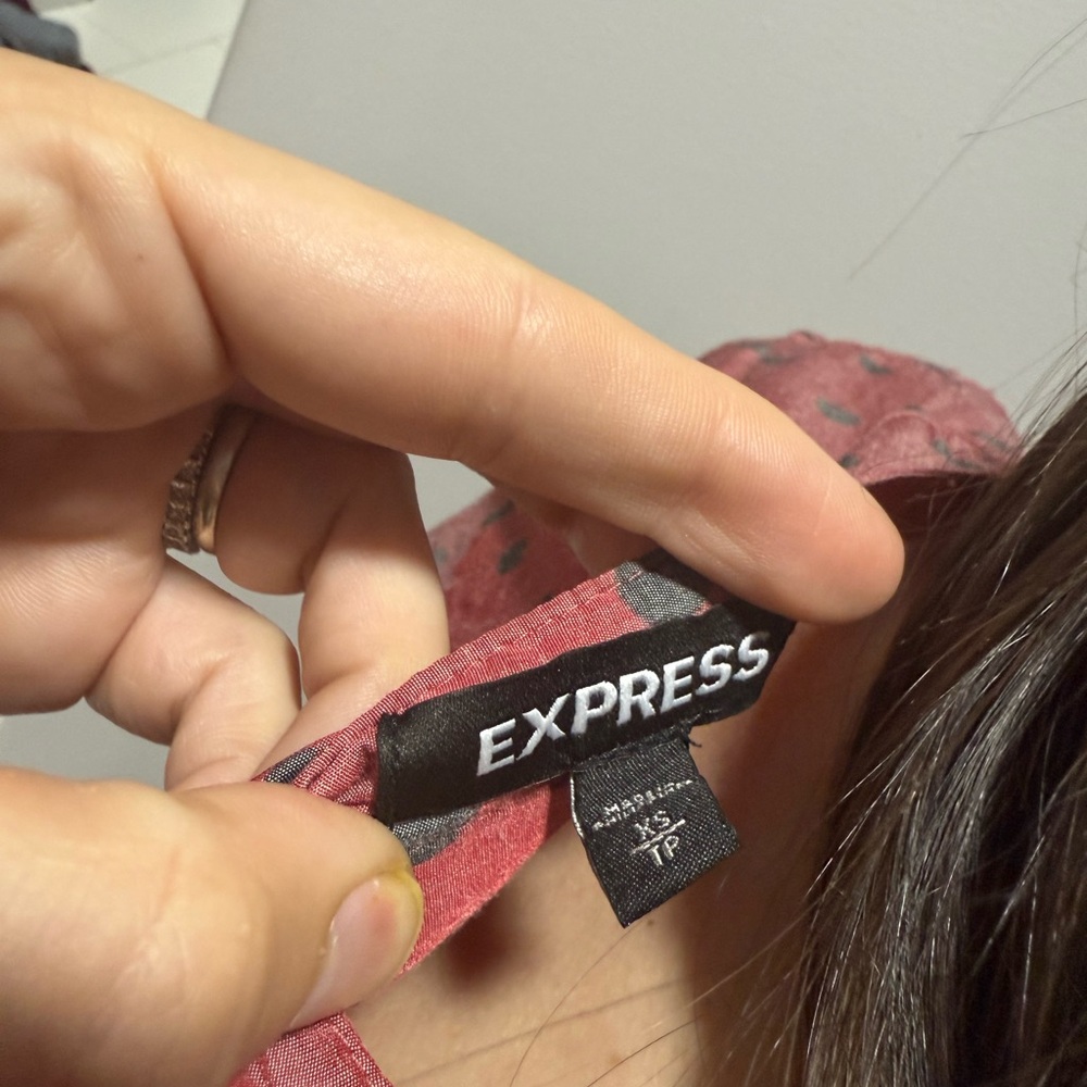 Express Red And Black Patterned Top - image 2